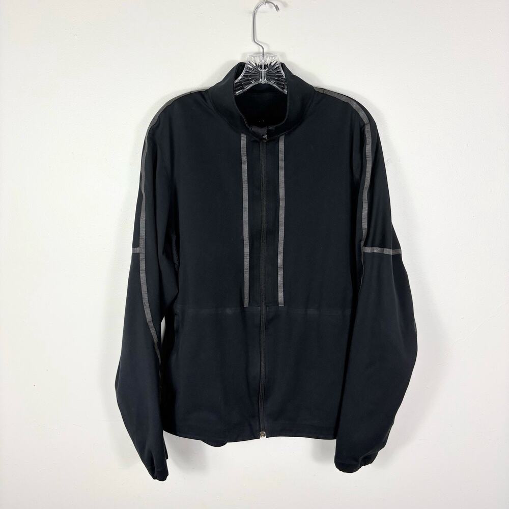 Lululemon Jacket Windbreaker Men’s Large Black Reflective Ventilated Full Zip